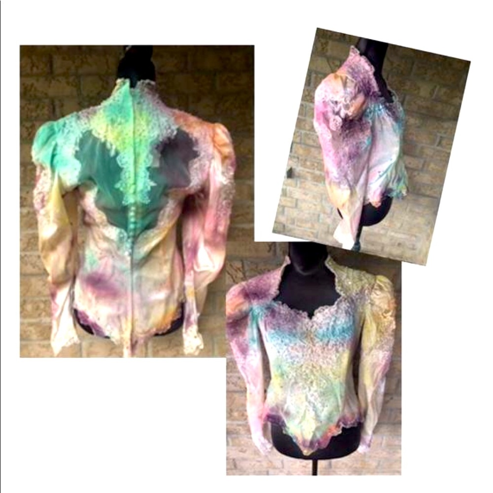 Upcycled tie dyed Victorian Wedding Top